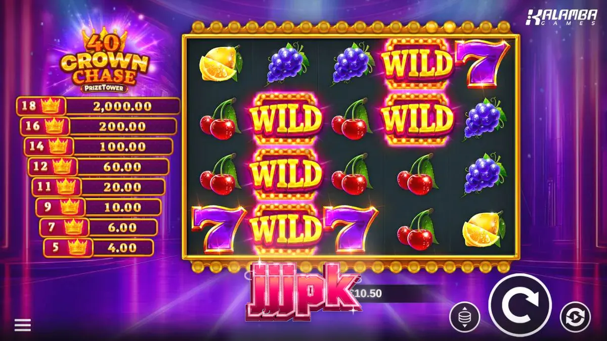 40 Crown Chase PrizeTower موبائل اسکرین پر چلتے ہوئے